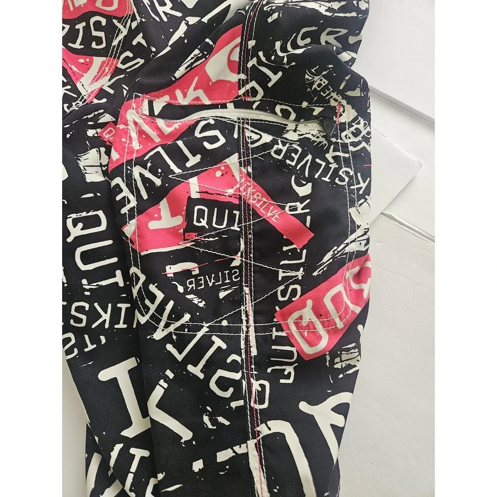 Vintage Quiksilver All-Over Print Typographic Boardshorts No Tags Waist 34